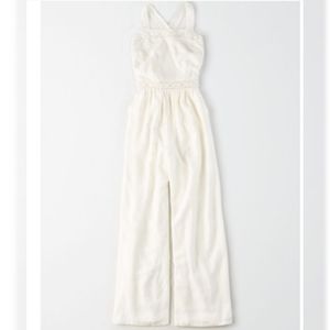 American Eagle off white crochet jumpsuit